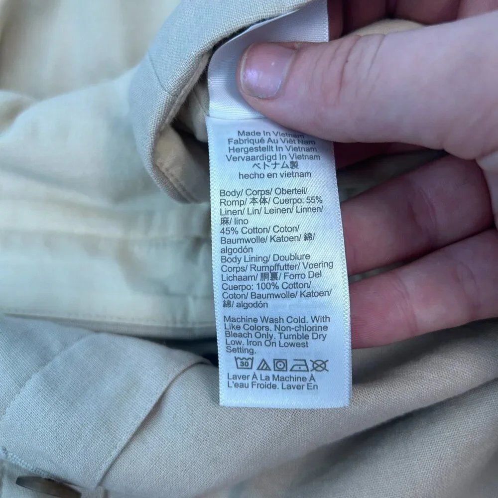 J. Crew NWT Beige Button Front Skirt Linen Blend F6